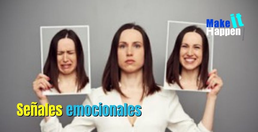 mujer con tres caras distintas seÃ±ales emocionales